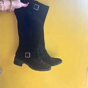 Black Suede Knee-High Women's Boots women’s 9